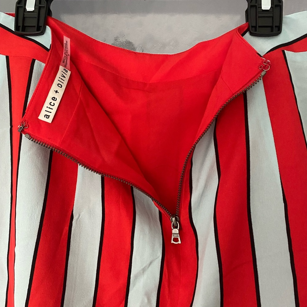 Alice & Olivia Nicky Silk Striped Mini Skirt - image 6